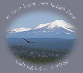 gathering light ... a retreat in klamath basin in oregon - where eagles soar - near crater lake national park: cabins, treehouses on the river in the forest.