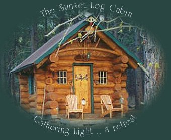 the sunset log cabin at gathering light ... a retreat in southern oregon near crater lake national park: cabins, treehouses on the river in the forest.