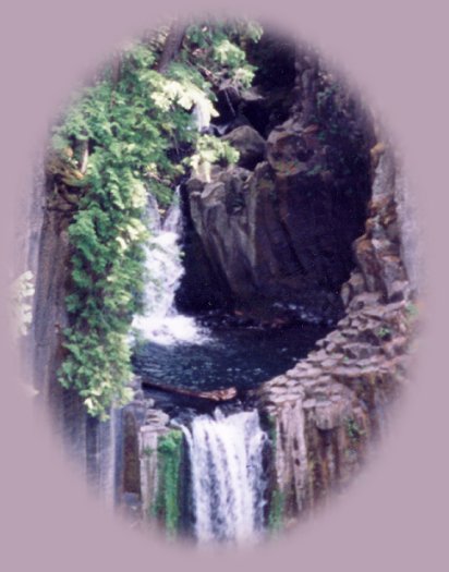 beautiful toketee waterfall on the umpqua river with hiking trail.