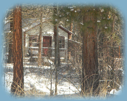 
cabin 2 at gathering light retreat near crater lake national park in southern oregon: cabins in the forest on the river near crater lake national park.