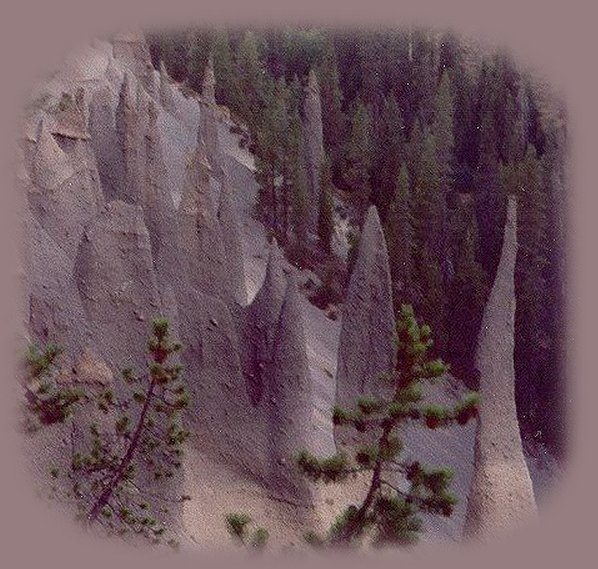 the pinnacles on the eastern rim of crater lake.