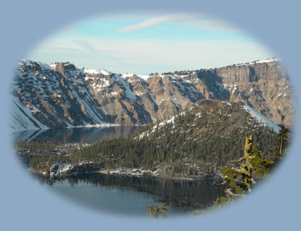 winter photographed at crater lake national park in the cascades of southern oregon.