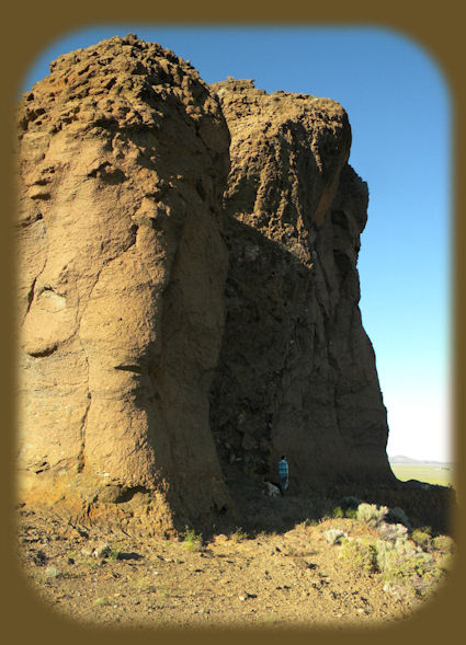 fort rock state park on the oregon outback scenic byway, an ancient volcanic outcropping - a maar of tuff that today sits in the midst of cattle ranches, but was once surrounded by water from an ancient lake..