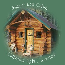 the sunset log cabin at gathering light ... a retreat in southern oregon near crater lake national park: cabins, tree houses in the forest on the river.