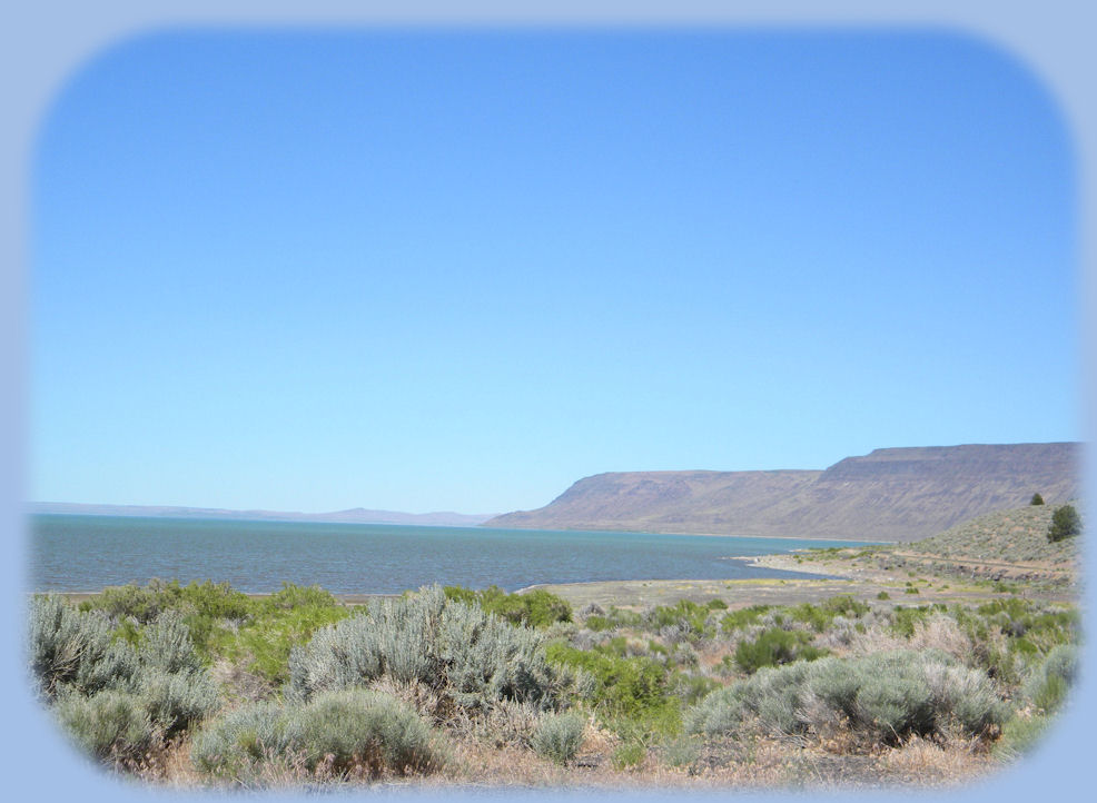 
lake abert on the oregon outback scenic byway, an ancient alkaline lake on what maybe the largest geologic fault in north america, ancient petroglyphs from native people, birding site, oregon's high desert.