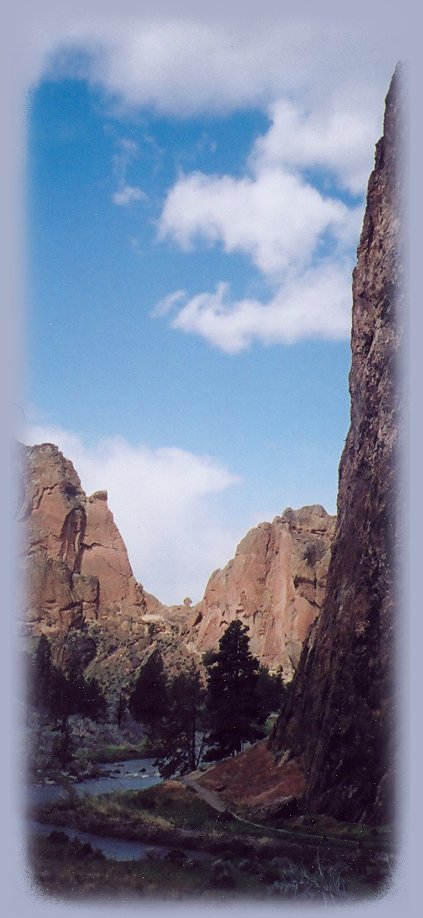 smith rock in the high desert of central oregon, north of bend, oregon, newberry crater national monument, not far from the deschutes national forest, mountain lakes, hiking trails, cascade mountains, campgrounds.