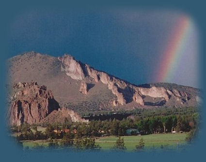 Smith rock state park in oregon. Rhyolite tuff and gray butte pictured here.